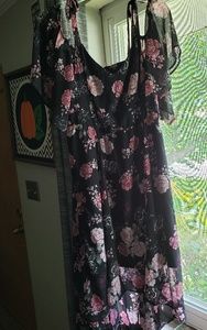 Black flowered cold shoulder dress from Torrid